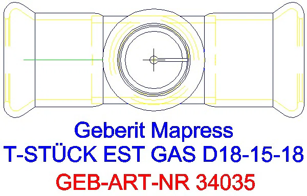 GE Mapress Edelstahl T-Stück reduziert (Gas) d18-15-18_34035_G
