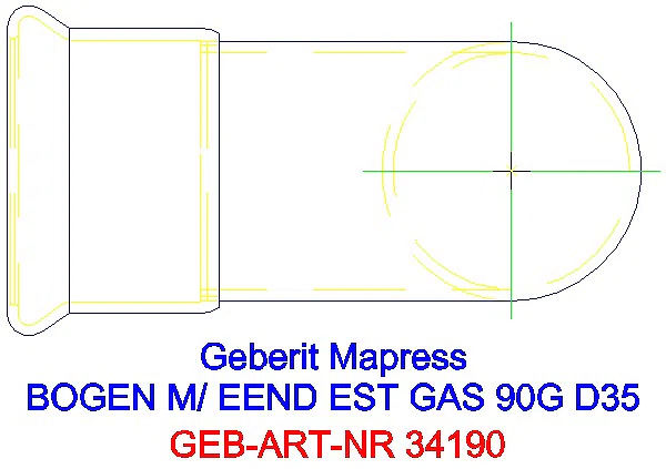 GE Mapress Edelstahl Bogen 90Gr d35 mit Einschubende (Gas)_34190_G