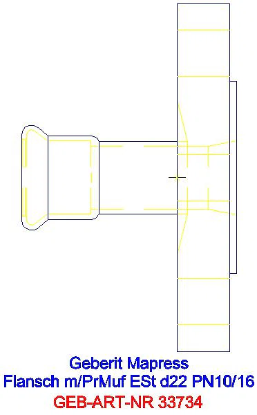 GE Mapress Edelstahl Flansch PN 10/16 mit Pressmuffe d22_33734_A