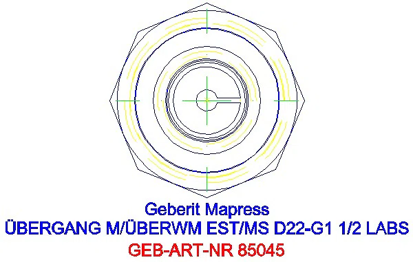 GE Mapress Edelstahl Übergang mit Überwurfmutter (LABS-frei) d22-G1 1/2_85045_L