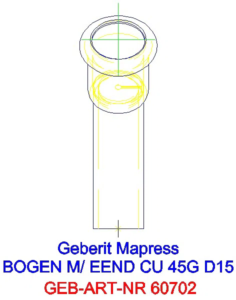 GE Mapress Kupfer Bogen 45Gr mit Einschubende d15_60702_L