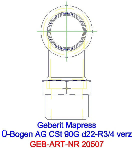 GE Mapress C-Stahl Übergangsbogen 90Gr mit AG d22-R3/4 verzinkt_20507_A