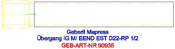 GE Mapress Edelstahl Übergang mit IG und Einschubende d22-Rp1/2 L14,8cm_90935_G