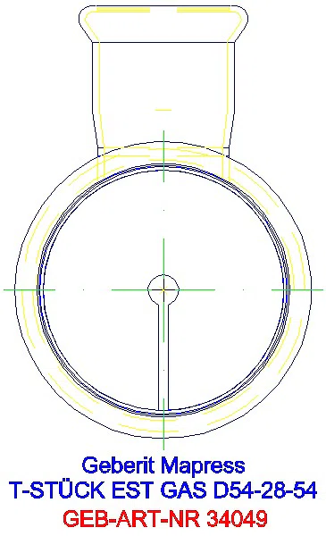 GE Mapress Edelstahl T-Stück reduziert (Gas) d54-28-54_34049_L