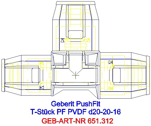 GE PushFit T-Stück reduziert PVDF d20-20-16_651.312.00.1_A
