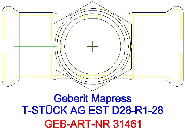 GE Mapress Edelstahl T-Stück mit AG d28-R1-28_31461_G