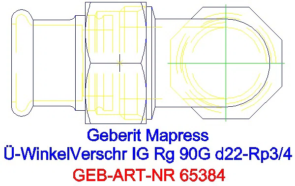 GE Mapress Kupfer Übergangswinkel- verschraubung 90Gr mit IG Rg d22-Rp3/4_65384_G