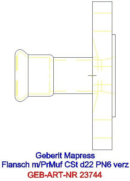 GE Mapress C-Stahl Flansch PN 6 mit Pressmuffe d22_23744_A