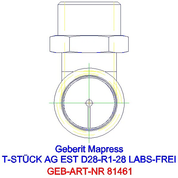 GE Mapress Edelstahl T-Stück mit AG (LABS-frei) d28-R1-28_81461_L