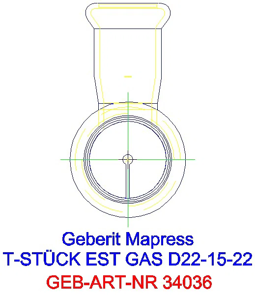 GE Mapress Edelstahl T-Stück reduziert (Gas) d22-15-22_34036_L