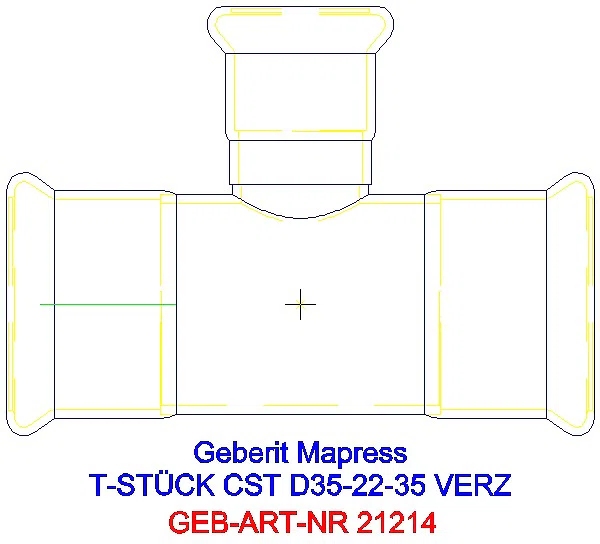 GE Mapress C-Stahl T-Stück reduziert d35-22-35 verzinkt_21214_A