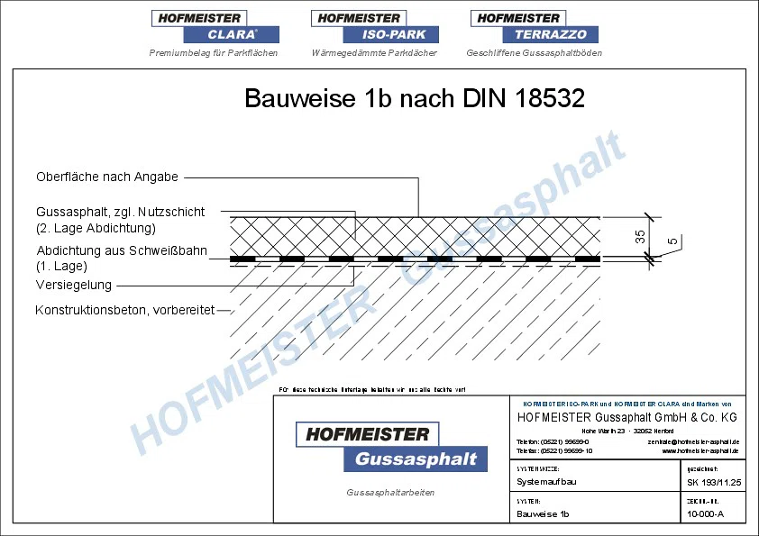 Gussasphalt Bauweise nach DIN 18532