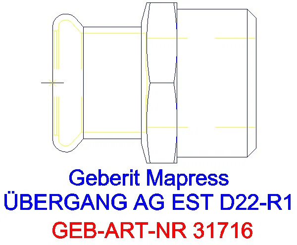 GE Mapress Edelstahl Übergang mit AG d22-R1_31716_A