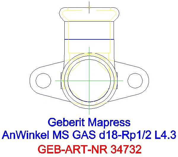 GE Mapress Kupfer Anschlusswinkel 90Gr (Gas) Ms d18-Rp1/2_34732_A