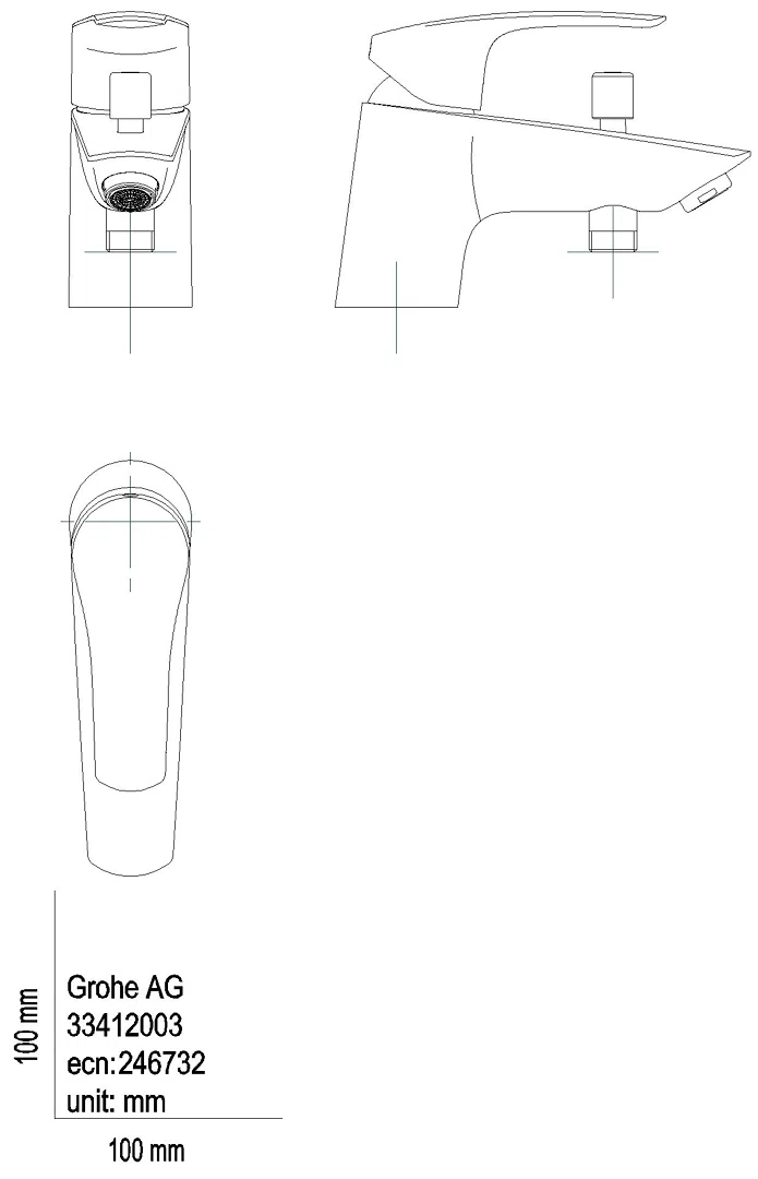 GROHE EH-Wannenbatt. Eurosmart 33412_3 Einlochmontage matt black