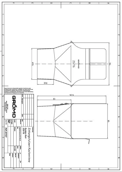 Kupfer Einhangstutzen Kastenform 250/76, #Art.Nr. 60506