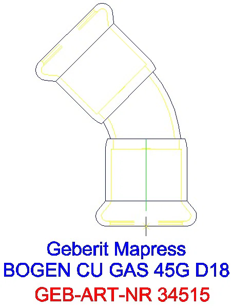 GE Mapress Kupfer Bogen 45Gr (Gas) d18_34515_A