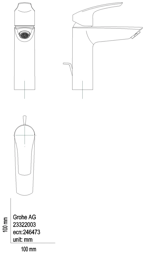 GROHE EH-WT-Batterie Eurosmart 23322_3 M-Size Zugstangen-Ablaufgarnitur chrom