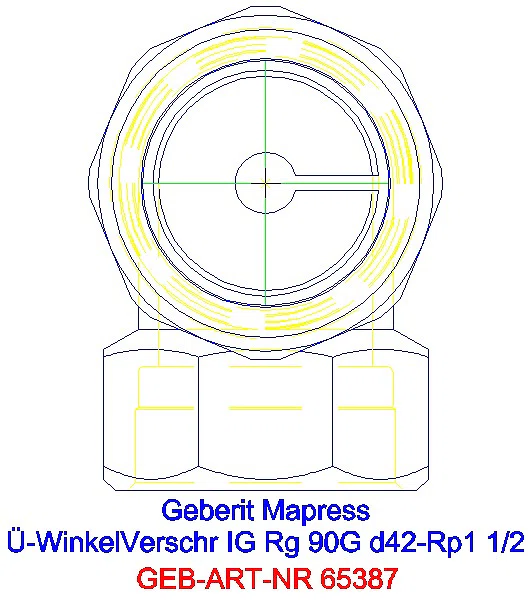 GE Mapress Kupfer Übergangswinkel- verschraubung 90Gr mit IG Rg d42-Rp1 1/2_65387_L