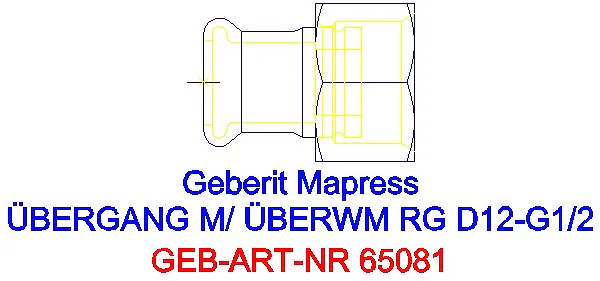 GE Mapress Kupfer Übergang mit Überwurfmutter Rg d12-G1/2_65081_G