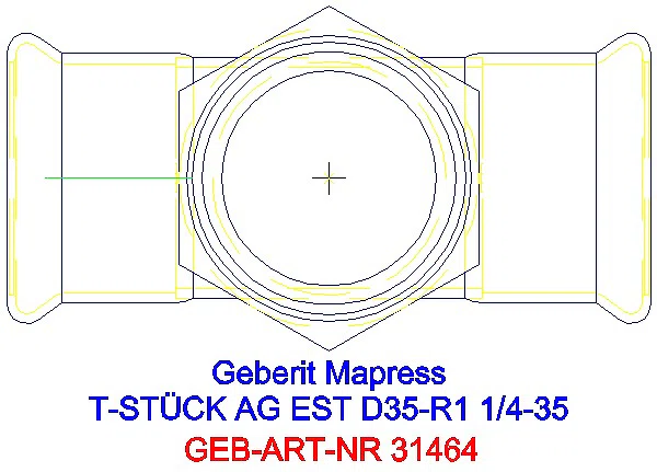 GE Mapress Edelstahl T-Stück mit AG d35-R1 1/4-35_31464_G