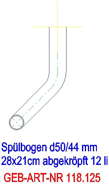 GE Spülbogen 90Gr 28x21 cm links gekröpft 12 cm weiß-alpin d50/44_118.125.11.1_A