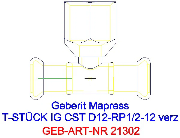 GE Mapress C-Stahl T-Stück mit IG d12-Rp1/2-12 verzinkt_21302_A