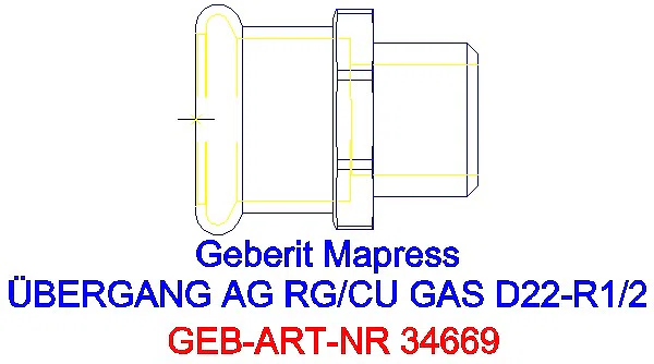 GE Mapress Kupfer Übergang mit AG (Gas) Rg d22-R1/2_34669_A