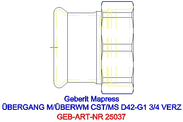 GE Mapress C-Stahl Übergang mit Überwurfmutter d42-G1 3/4 verzinkt_25037_G