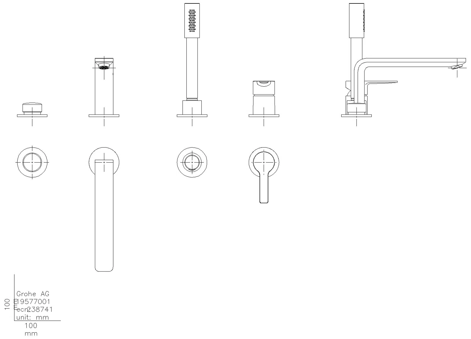 GROHE 4-Loch-EH-Wannenkombination Lineare 19577_1 chrom