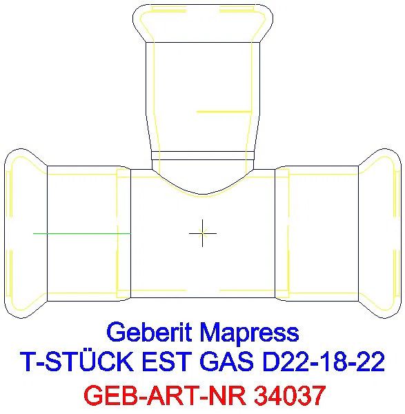 GE Mapress Edelstahl T-Stück reduziert (Gas) d22-18-22_34037_A