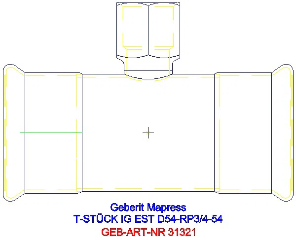 GE Mapress Edelstahl T-Stück mit IG d54-Rp3/4-54_31321_A