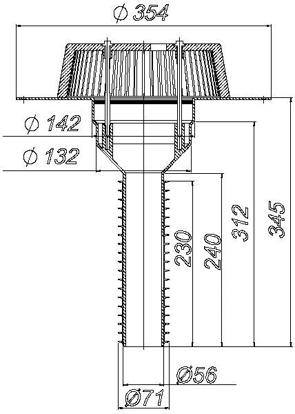DALLMER Sanierungs-Dachablauf 63 T FPO-PP, DN 70