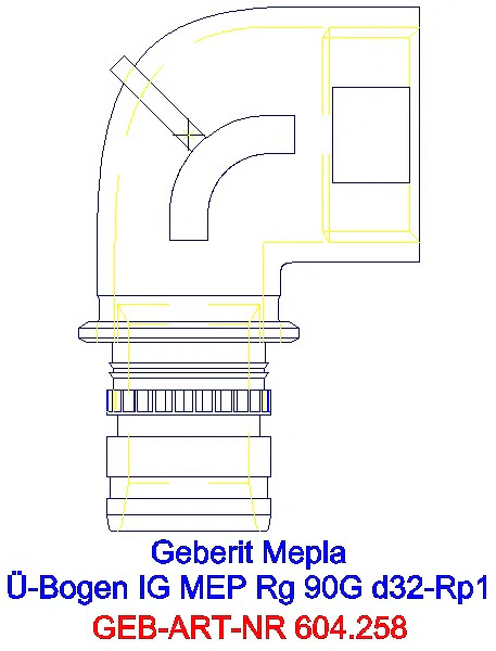 GE Mepla Übergangsbogen 90Gr mit IG Rg d32-Rp1_604.258.00.5_L