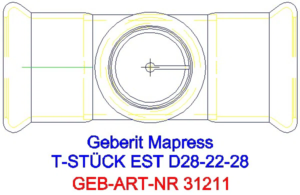 GE Mapress Edelstahl T-Stück reduziert d28-22-28_31211_G