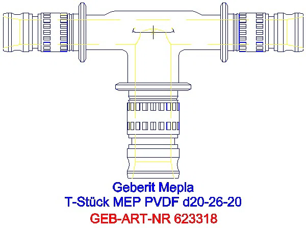 GE Mepla T-Stück reduziert PVDF d20-26-20_623.318.00.5_A