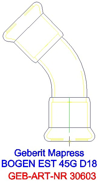 GE Mapress Edelstahl Bogen 45Gr d18_30603_A
