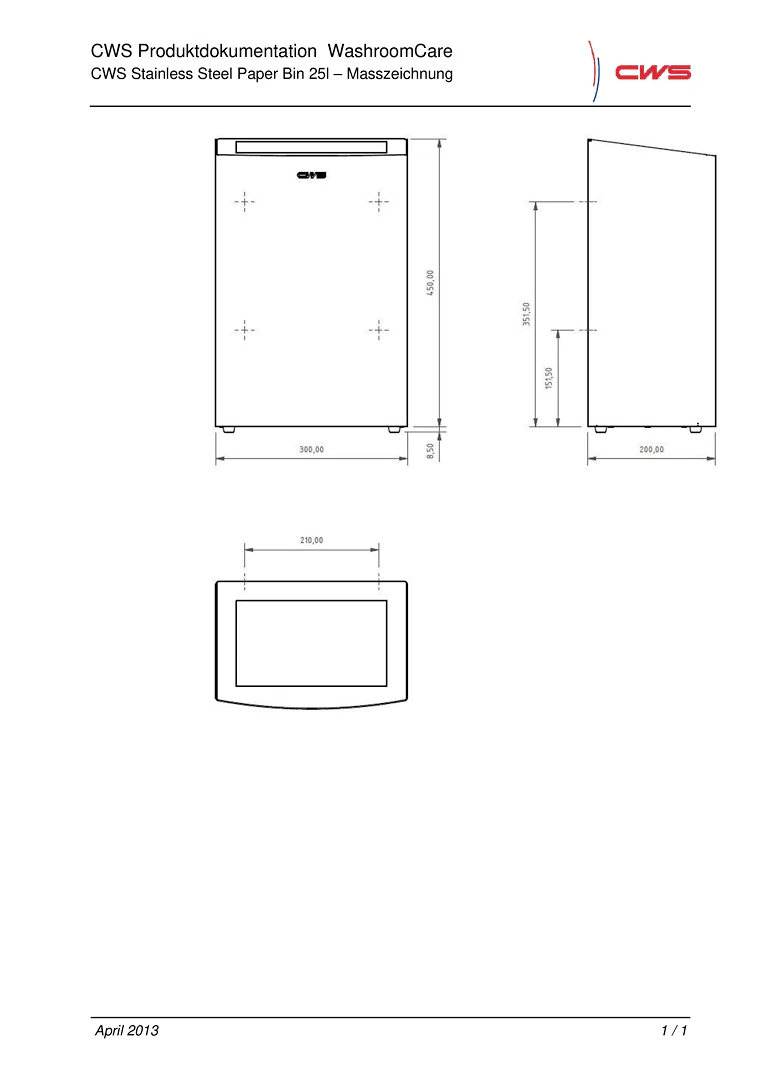 Stainless Steel Paper Bin 25l