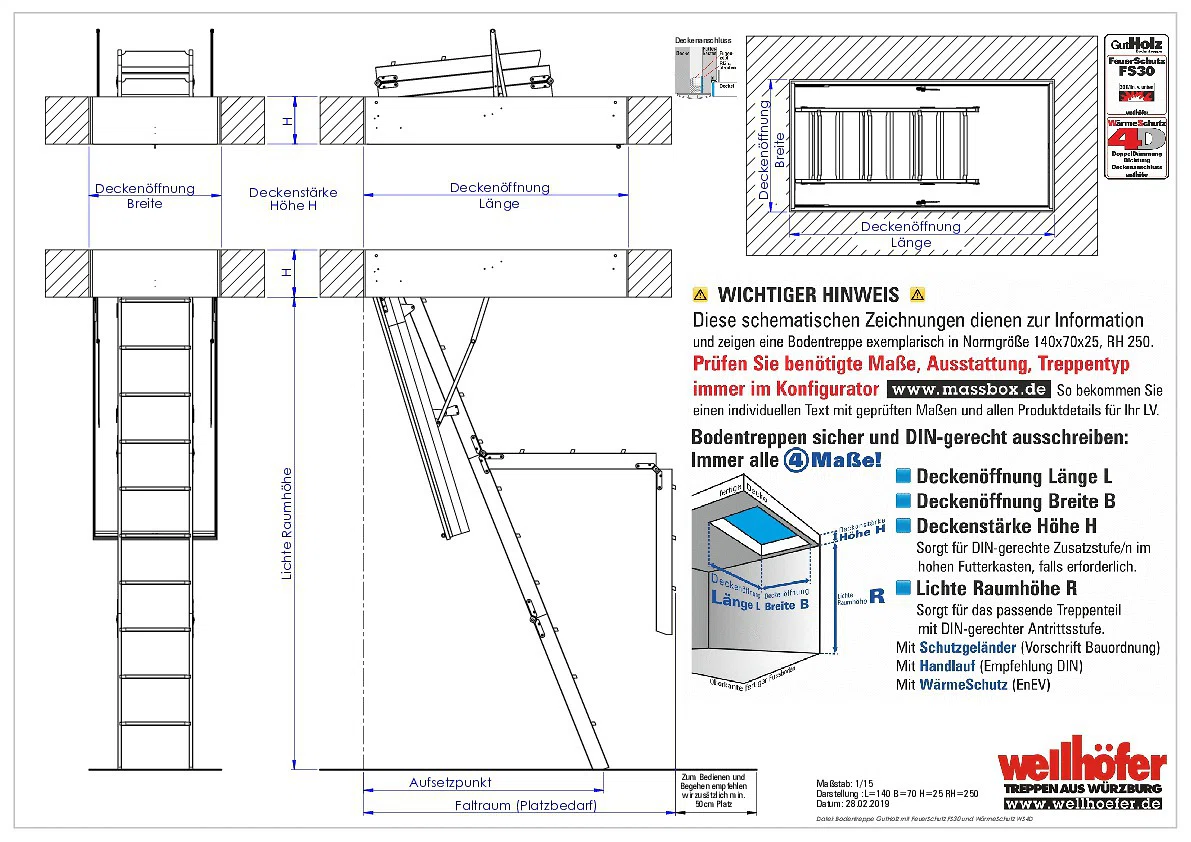 Bodentreppe GutHolz mit FeuerSchutz FS30 und WärmesSchutz WS4D