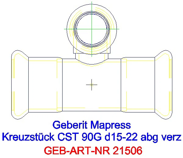GE Mapress C-Stahl Kreuzstück 90Gr abgesetzt d15-22 verzinkt_21506_A