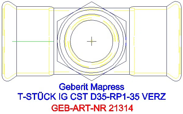 GE Mapress C-Stahl T-Stück mit IG d35-Rp1-35 verzinkt_21314_G
