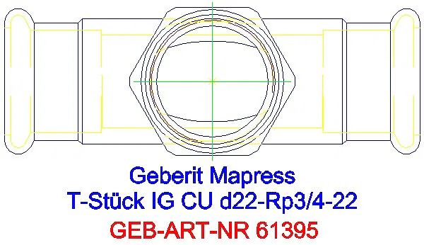 GE Mapress Kupfer T-Stück mit IG d22-Rp3/4-22_61395_G
