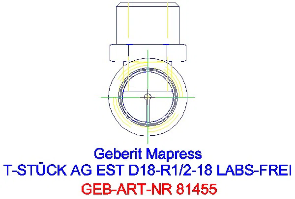 GE Mapress Edelstahl T-Stück mit AG (LABS-frei) d18-R1/2-18_81455_L
