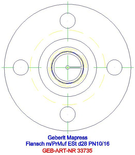 GE Mapress Edelstahl Flansch PN 10/16 mit Pressmuffe d28_33735_L