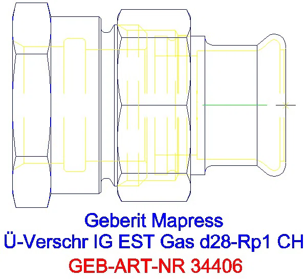 GE Mapress Edelstahl Übergangsverschr. mit IG (Gas) d28-Rp1_34406_A