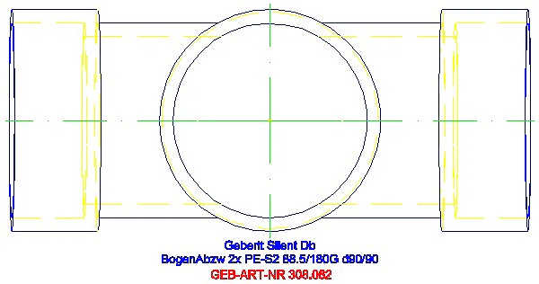 GE Silent-db20 Bogenabzweig 88,5Gr zweifach d90/90_308.082.14.1_G