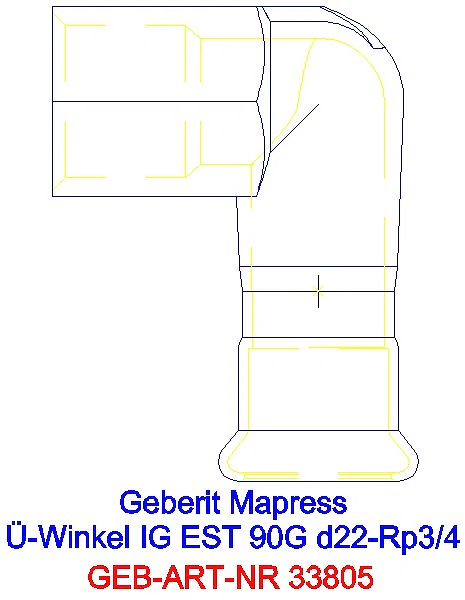 GE Mapress Edelstahl Übergangswinkel 90Gr mit IG d22-Rp3/4_33805_A