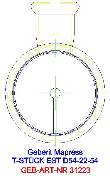 GE Mapress Edelstahl T-Stück reduziert d54-22-54_31223_L