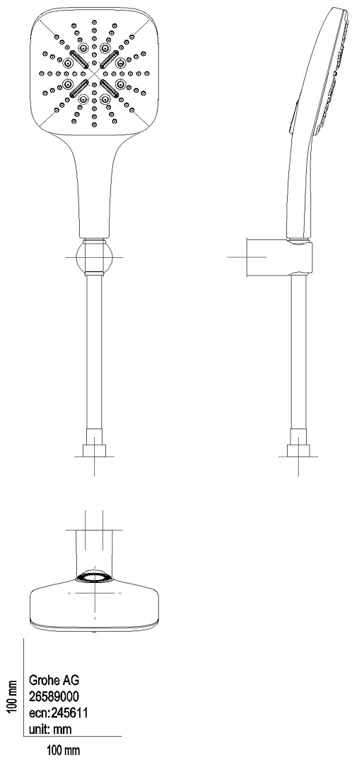 GROHE Wandhalterset Rainshower 130 SmartActive Cube 26589 8,5l/min chrom