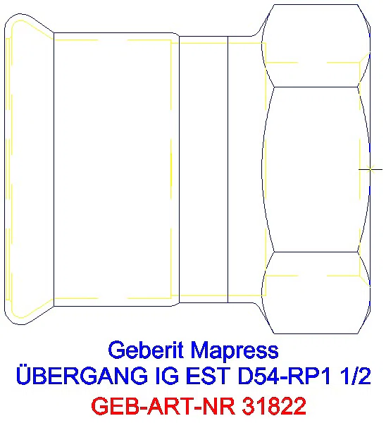 GE Mapress Edelstahl Übergang mit IG d54-Rp1 1/2_31822_A